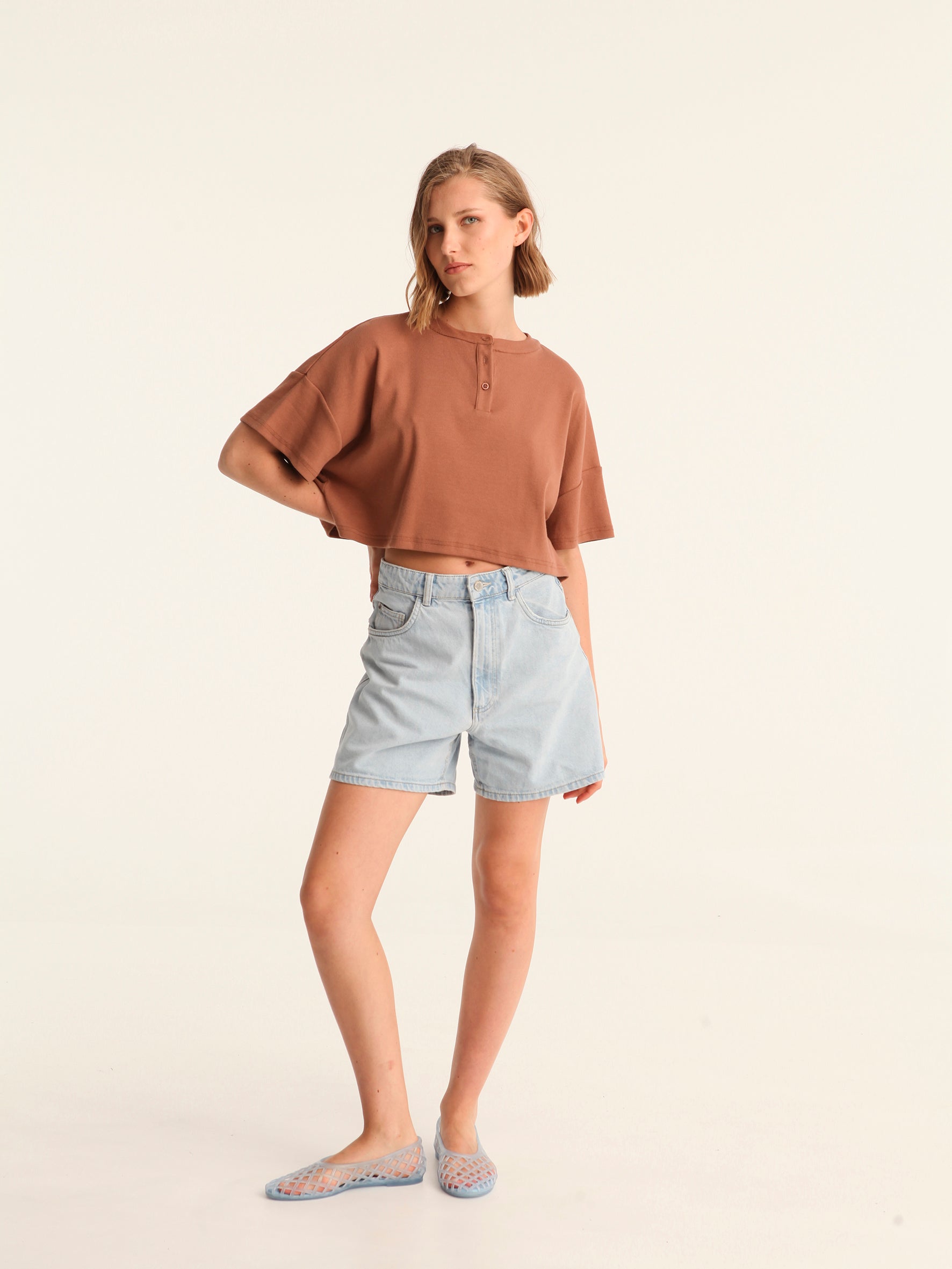 RIB TOP cropped top - choco