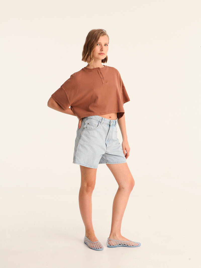 RIB TOP cropped top - choco