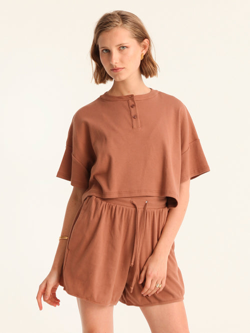 RIB TOP cropped top - choco