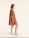 RIB loose belted dress - choco