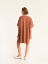 RIB loose belted dress - choco