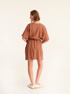 RIB loose belted dress - choco