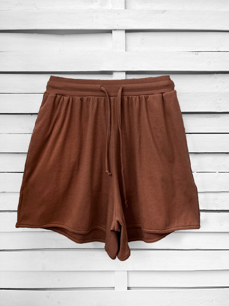 RIB loose shorts - choco