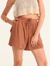 RIB loose shorts - choco