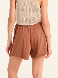 RIB loose shorts - choco