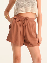 RIB loose shorts - choco