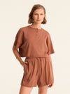 RIB loose shorts - choco