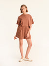 RIB loose shorts - choco