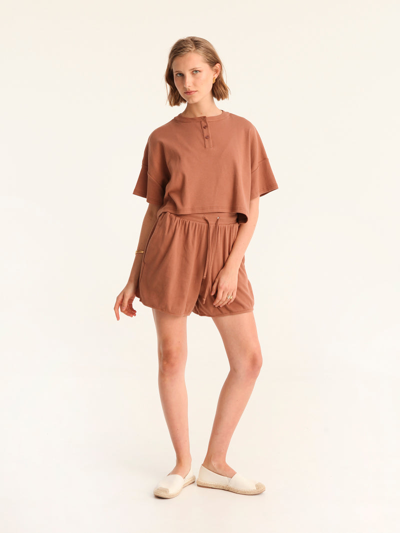 RIB loose shorts - choco