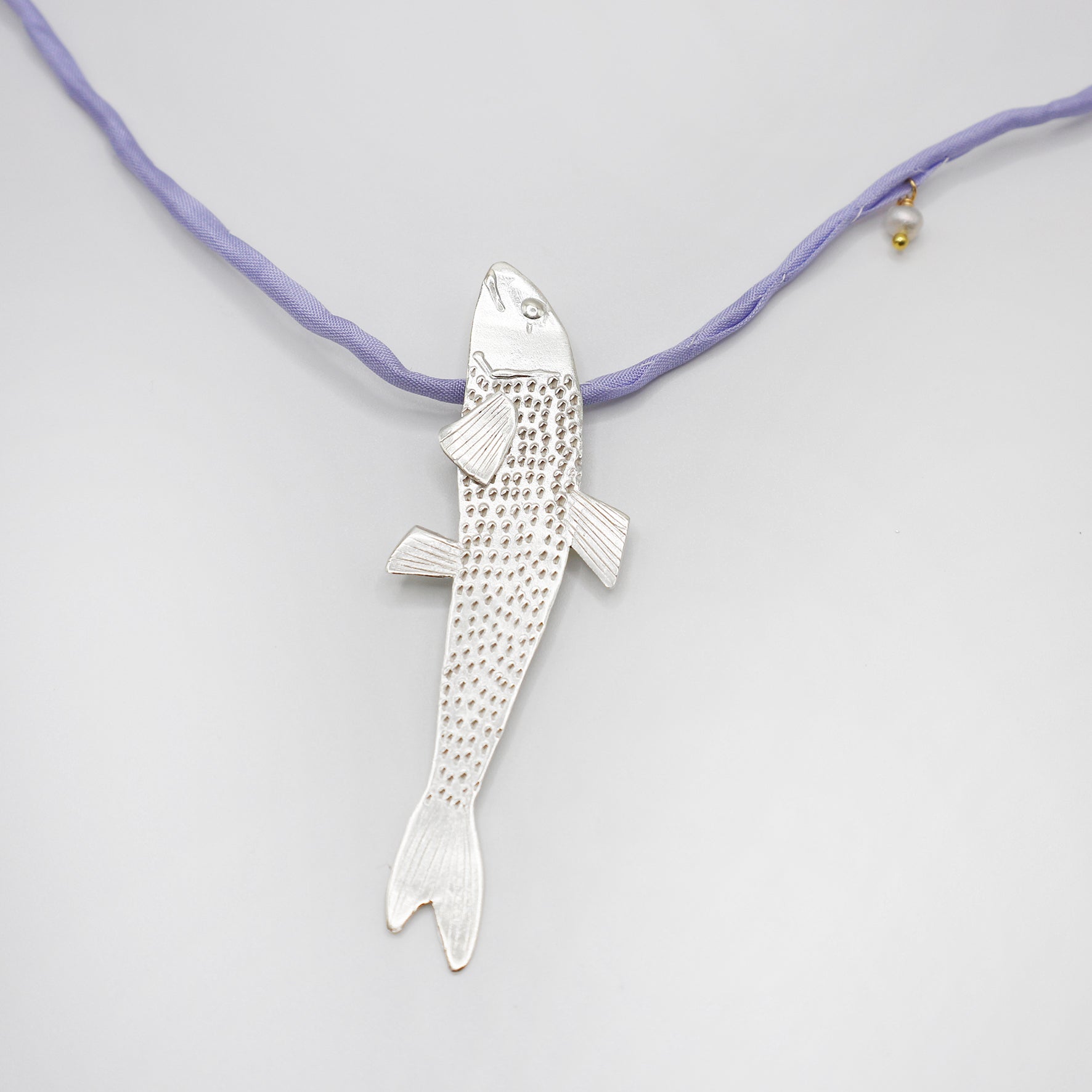 BLUEFISH fish necklace - sterling silver - *one of a kind*