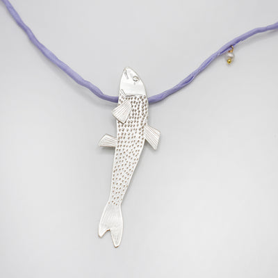 BLUEFISH fish necklace - sterling silver - *one of a kind*