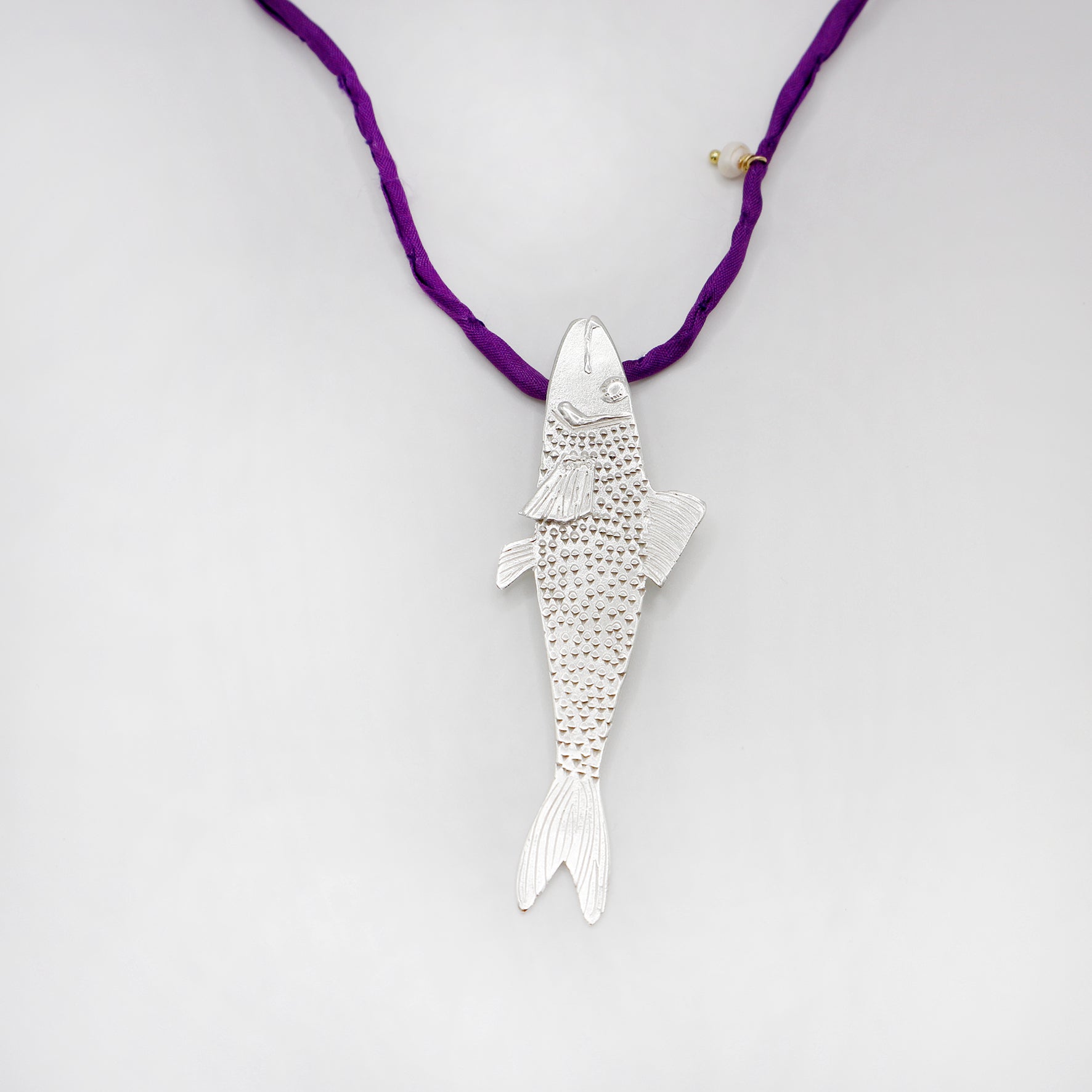 BLUEFISH fish necklace - sterling silver - *one of a kind*
