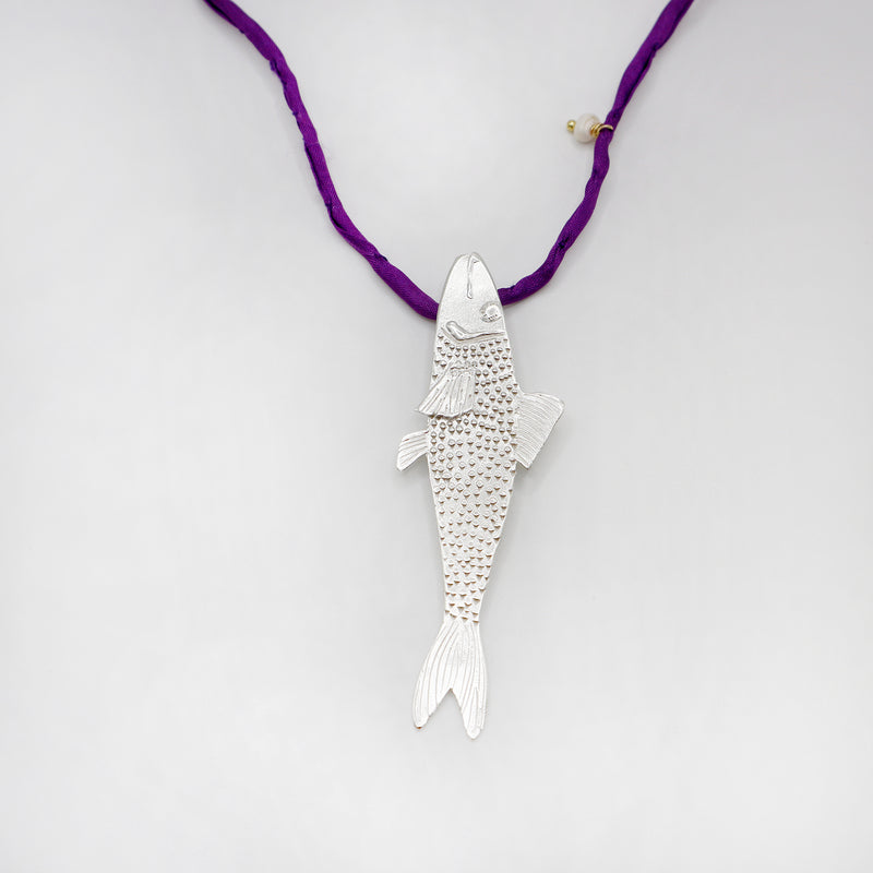BLUEFISH fish necklace - sterling silver - *one of a kind*