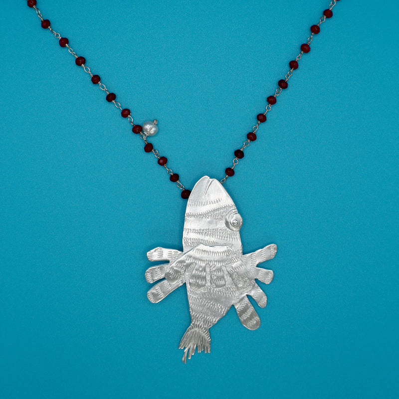 LIONFISH fish rosary necklace - sterling silver - *one of a kind*