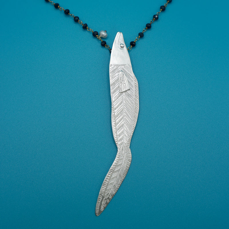 CONGER EEL fish necklace - sterling silver - *one of a kind*