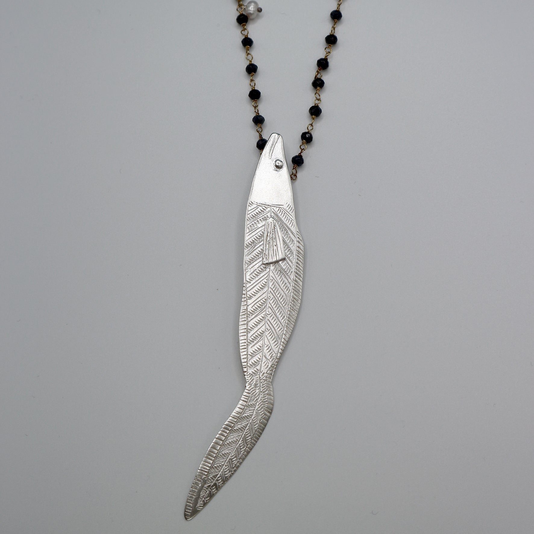 CONGER EEL fish necklace - sterling silver - *one of a kind*