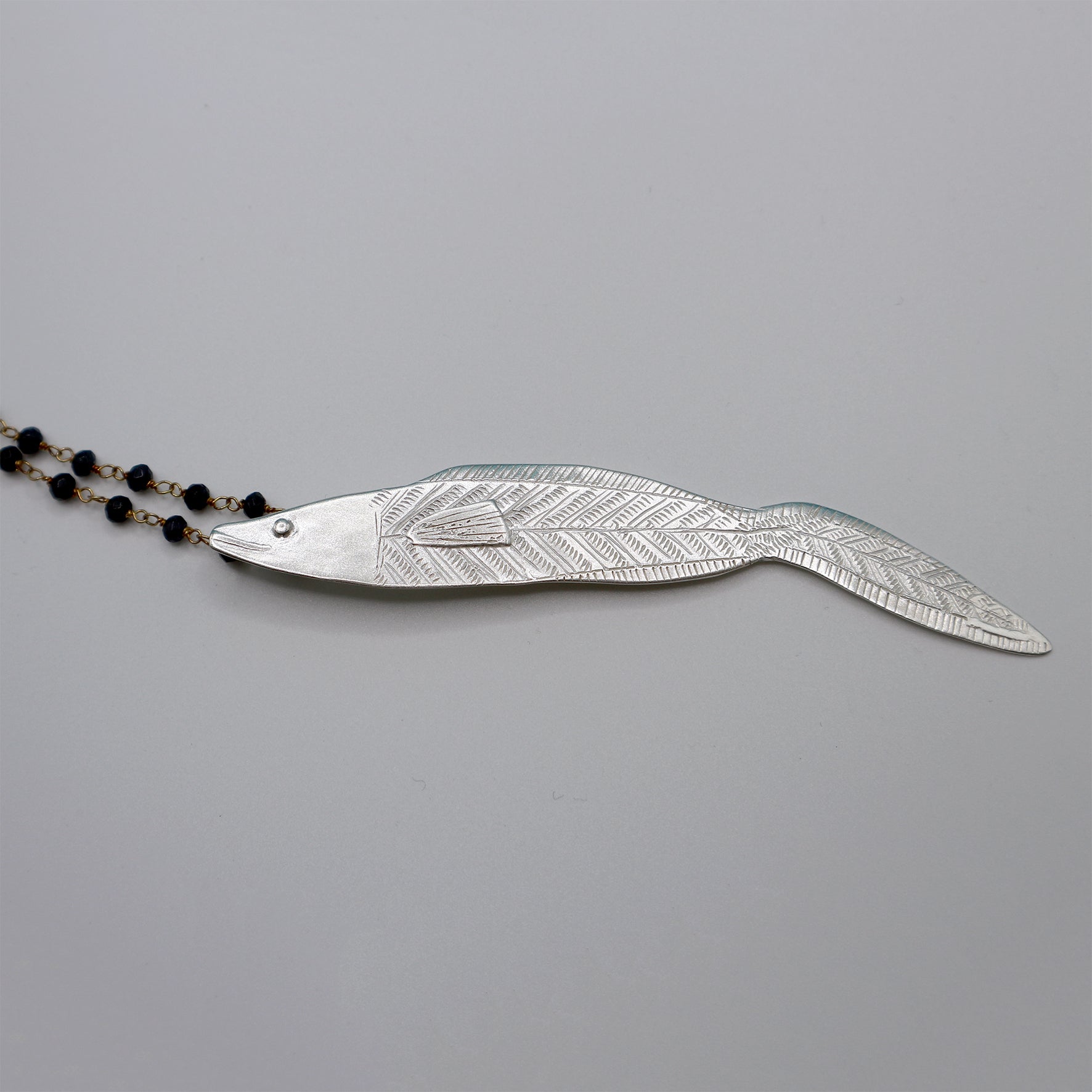 CONGER EEL fish necklace - sterling silver - *one of a kind*