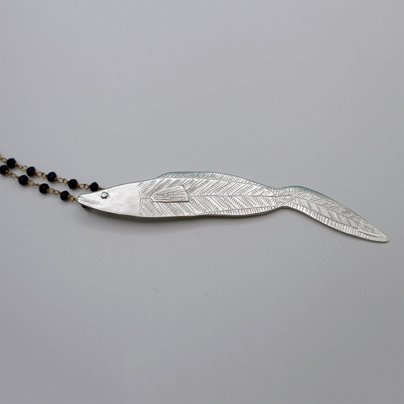 CONGER EEL fish necklace - sterling silver - *one of a kind*