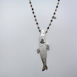 TROUT fish rosary necklace - sterling silver - *one of a kind*