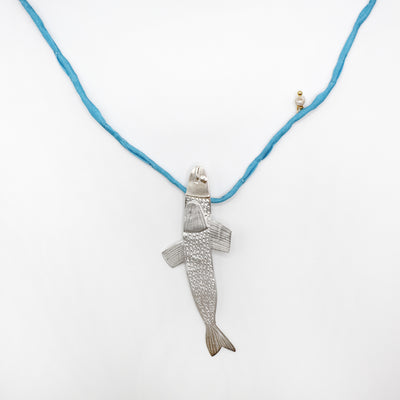 TROUT fish necklace - sterling silver - *one of a kind*