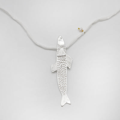 TROUT fish necklace - sterling silver - *one of a kind*