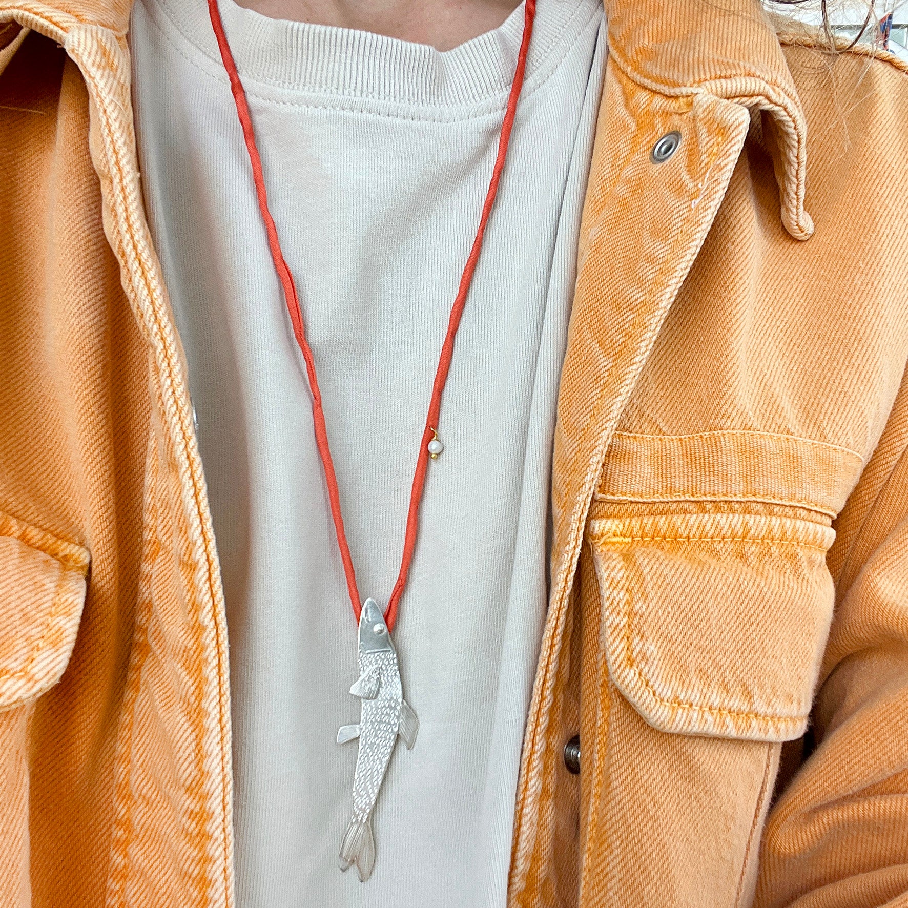 TROUT fish necklace - sterling silver - *one of a kind*