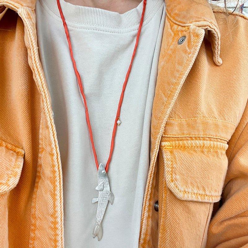 TROUT fish necklace - sterling silver - *one of a kind*