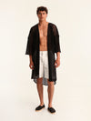 NET BLACK belted kimono