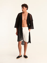 NET BLACK belted kimono