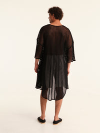 NET BLACK belted kimono