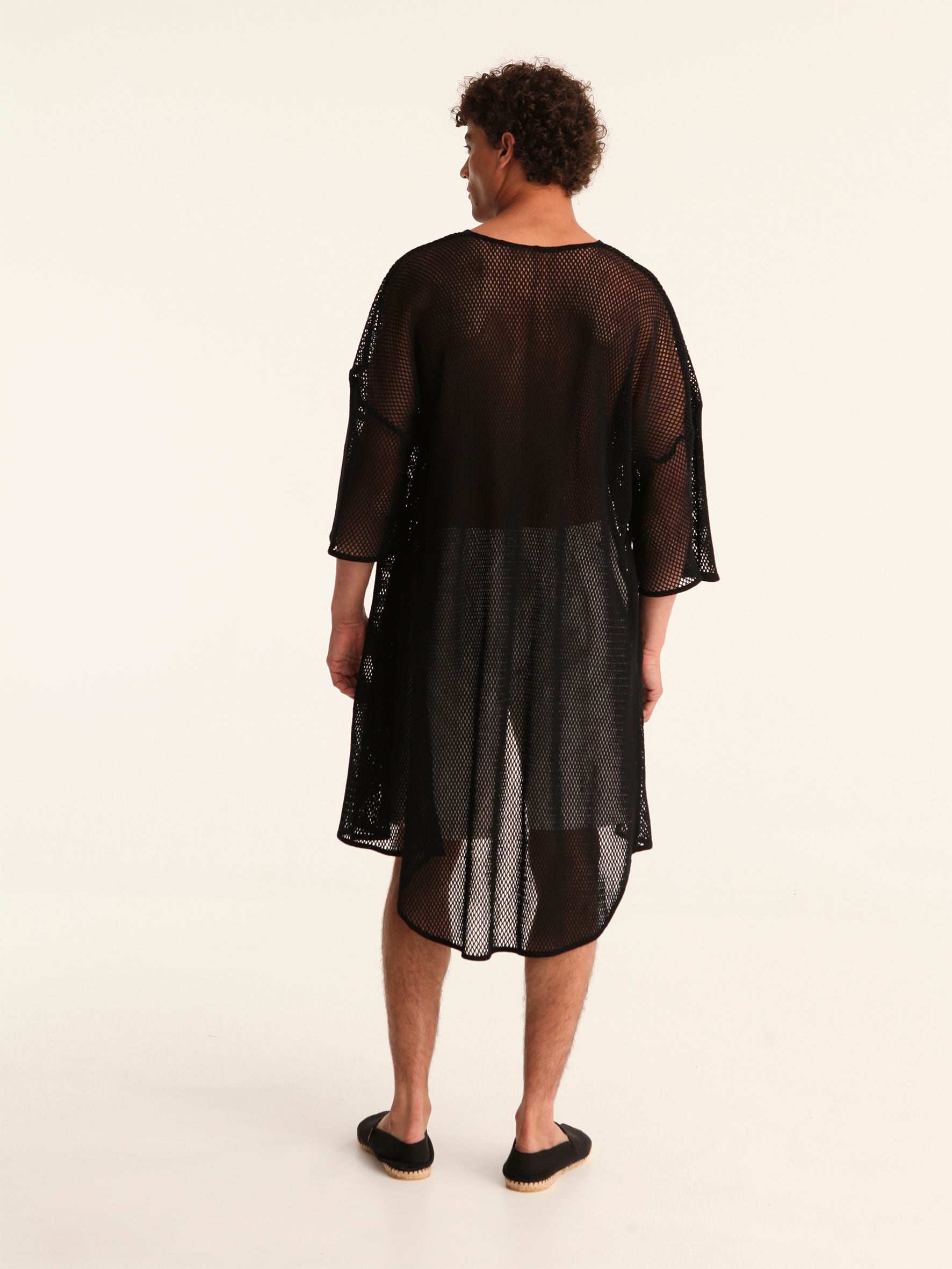 NET BLACK belted kimono