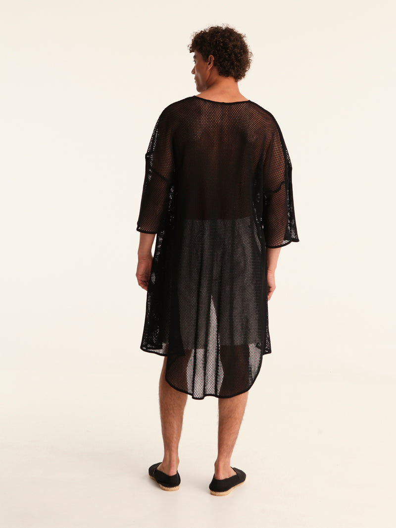 NET BLACK belted kimono