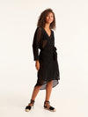 NET BLACK belted kimono