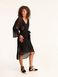 NET BLACK belted kimono