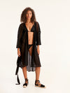 NET BLACK belted kimono