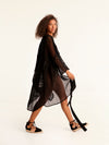 NET BLACK belted kimono