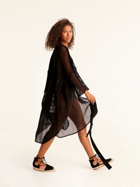 NET BLACK belted kimono