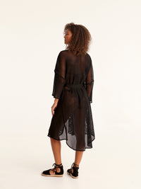 NET BLACK belted kimono