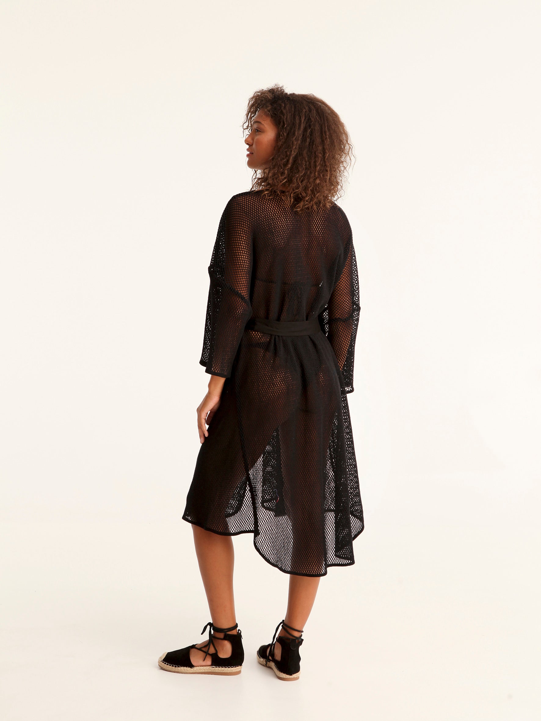 NET BLACK belted kimono