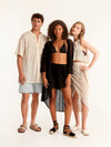 NET BLACK belted kimono
