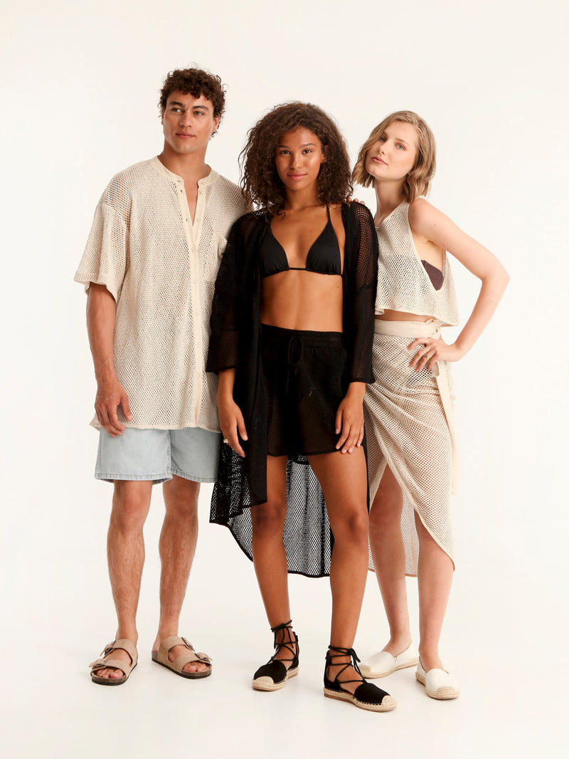 NET BLACK belted kimono