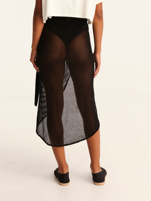 NET BLACK wrap skirt