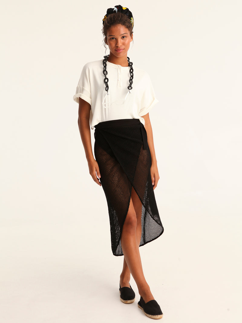 NET BLACK wrap skirt