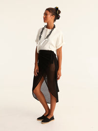 NET BLACK wrap skirt
