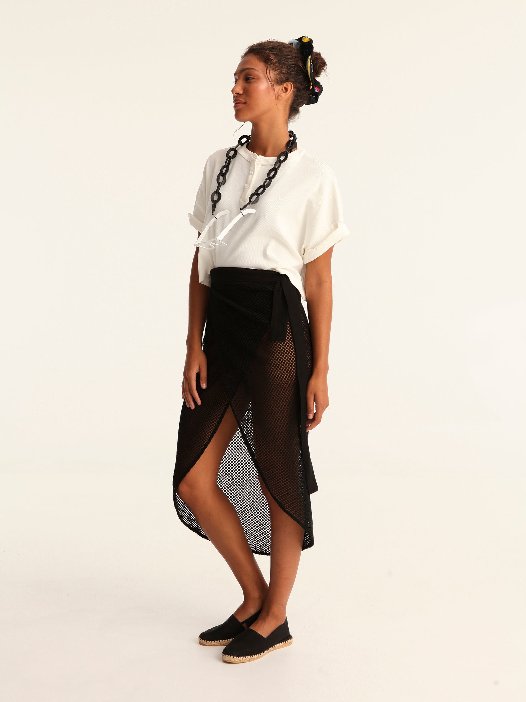 NET BLACK wrap skirt