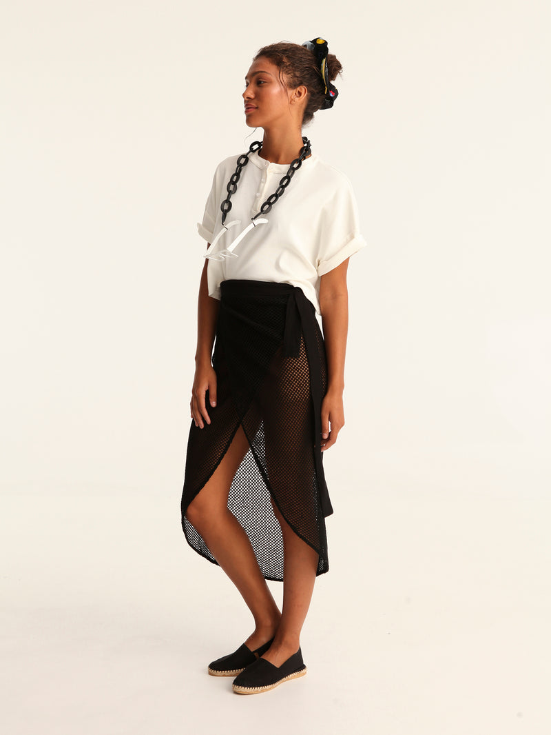 NET BLACK wrap skirt