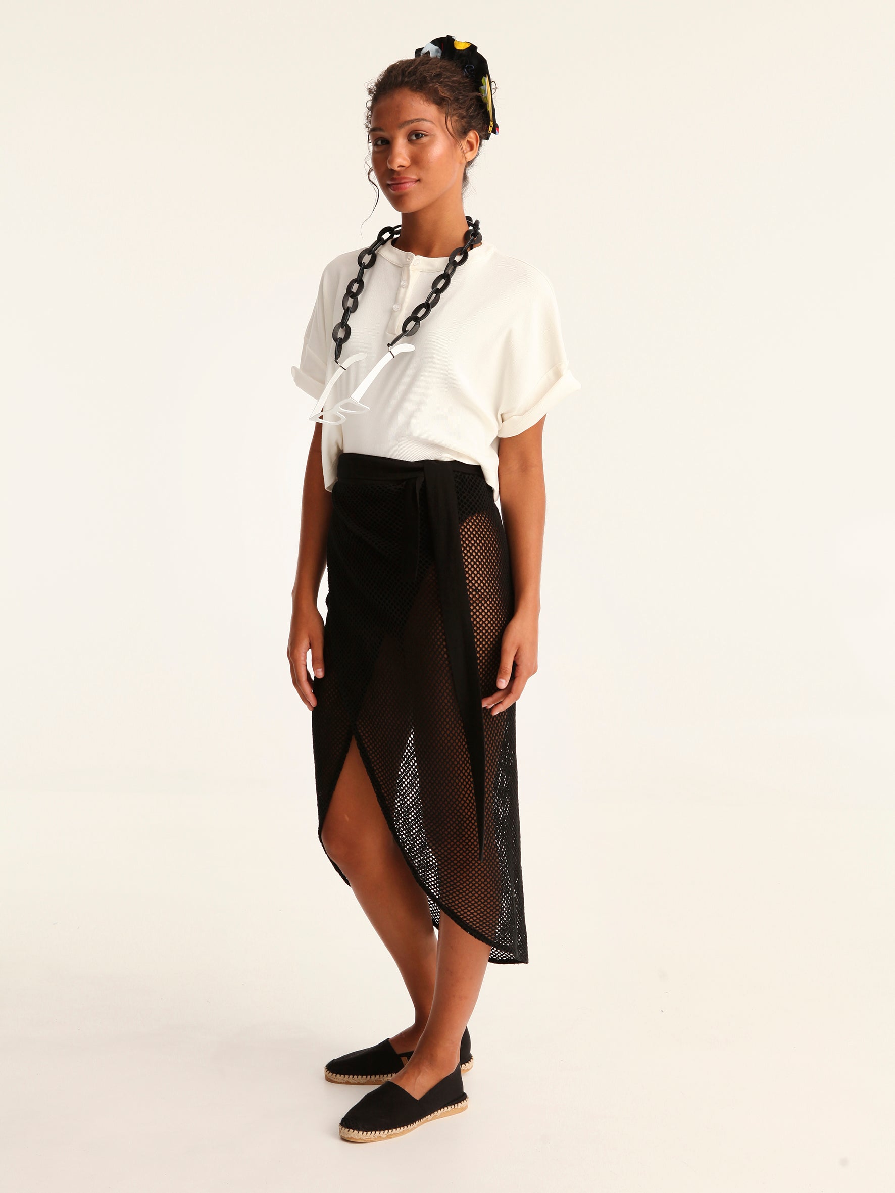 NET BLACK wrap skirt