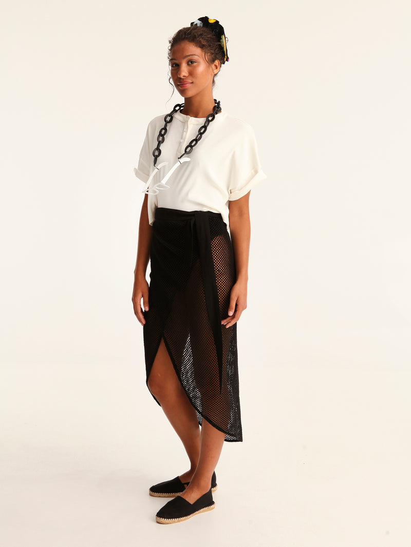 NET BLACK wrap skirt