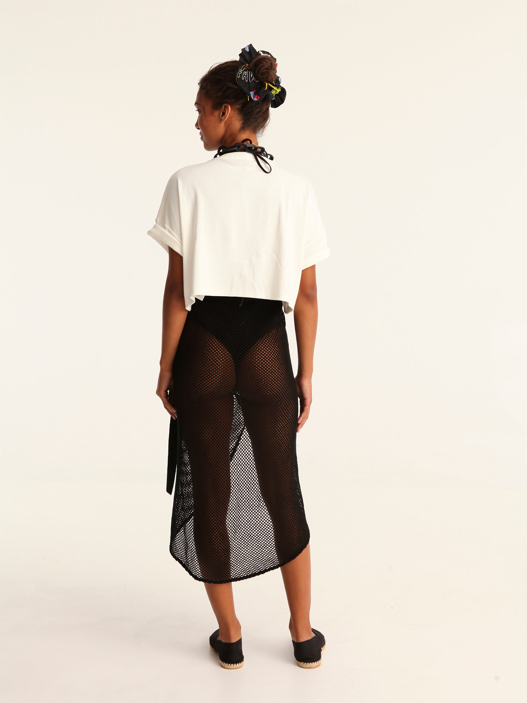 NET BLACK wrap skirt