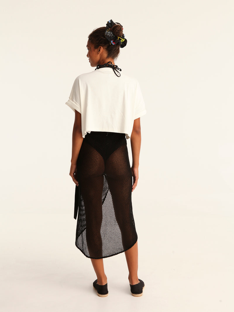 NET BLACK wrap skirt